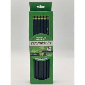 Ticonderoga Matte Black Wood-Cased Pencils 24 Count #2 HB Unsharpened X13926